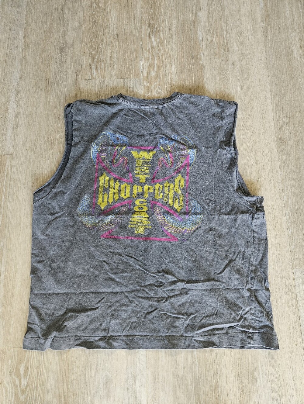 West Coast Choppers Snakes Relaxed Cut Off Shirt Faded Gray Men's Large